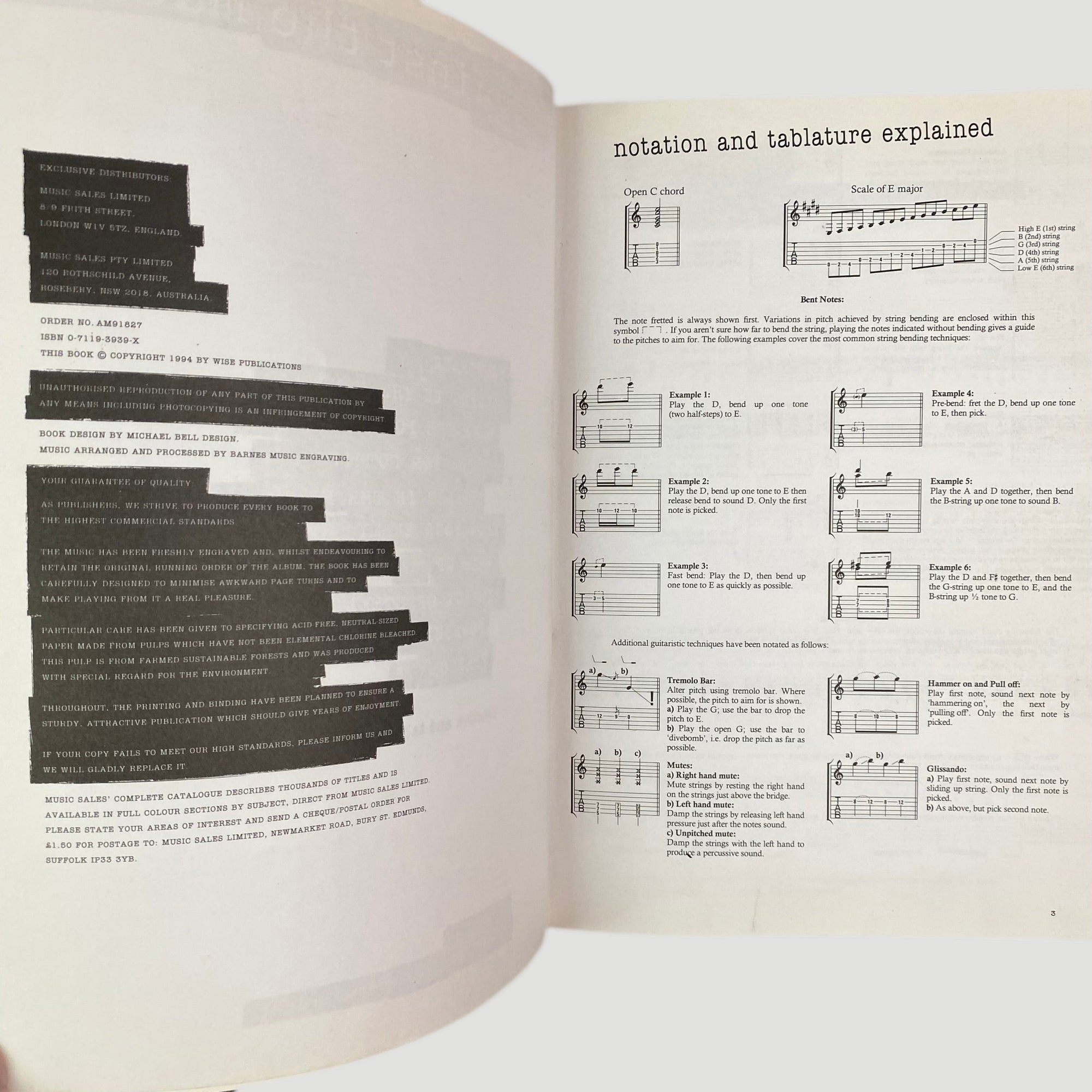 Early 90's Rage Against the Machine Guitar/Tab Book