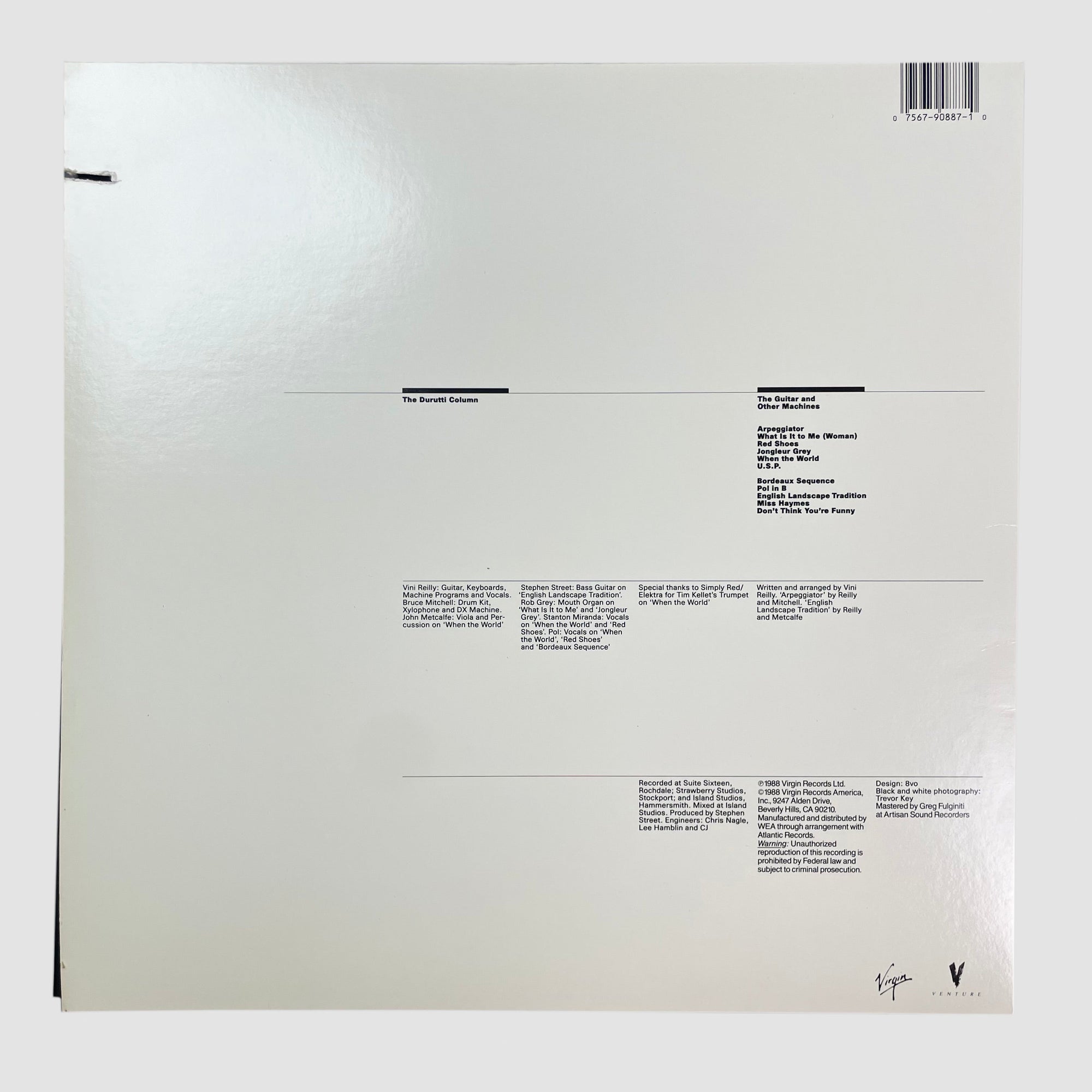 1988 Durutti Column Guitar & Other Machines LP