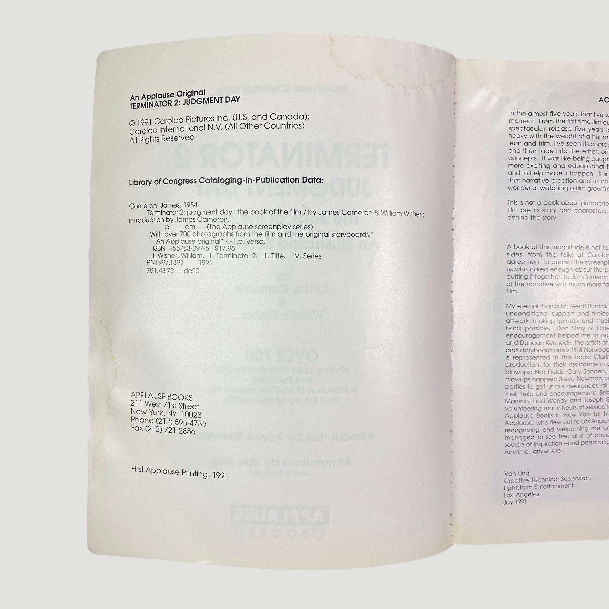 1991 Terminator 2 Judgement Day Movie Book