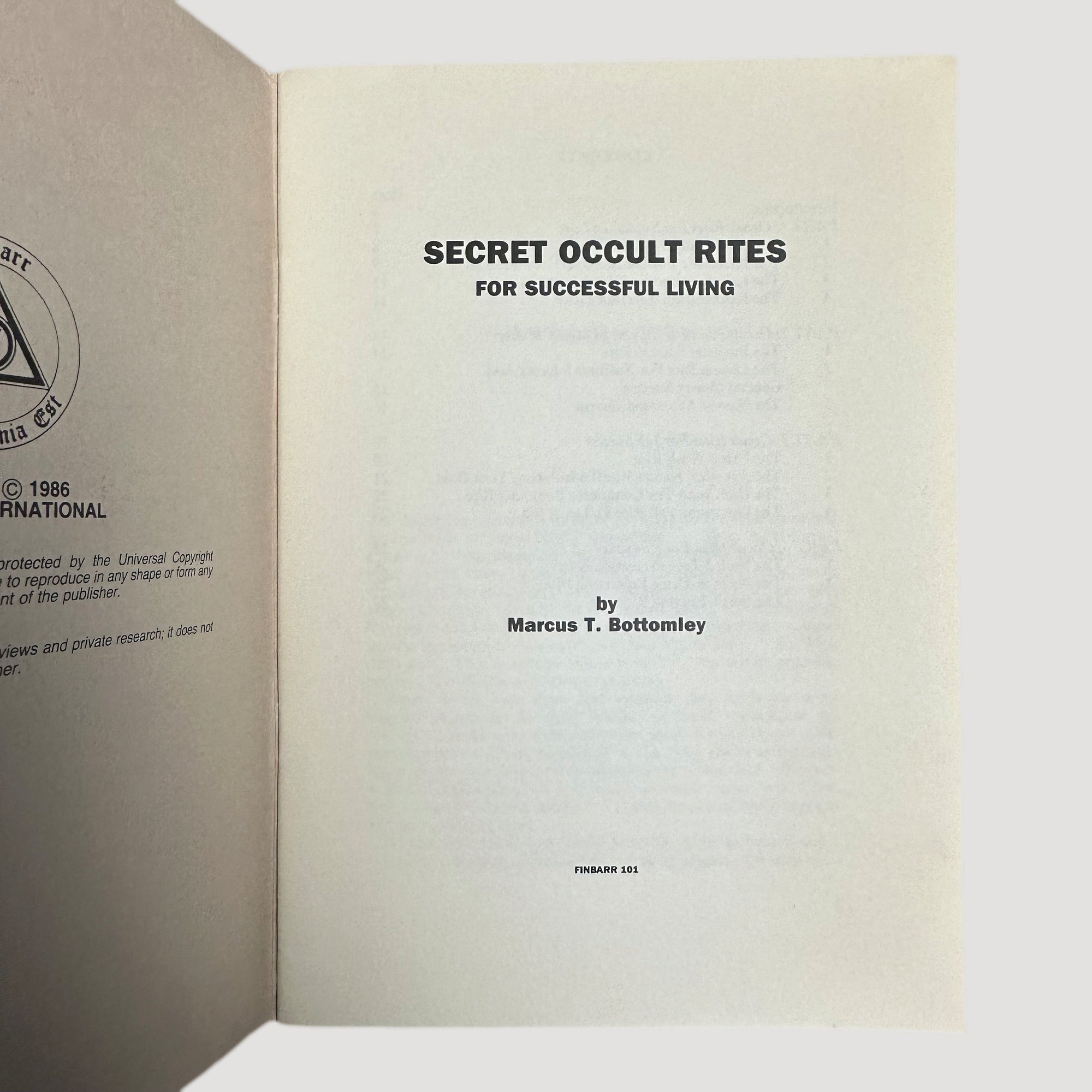 1986 Secret Occult Rights for Successful Living