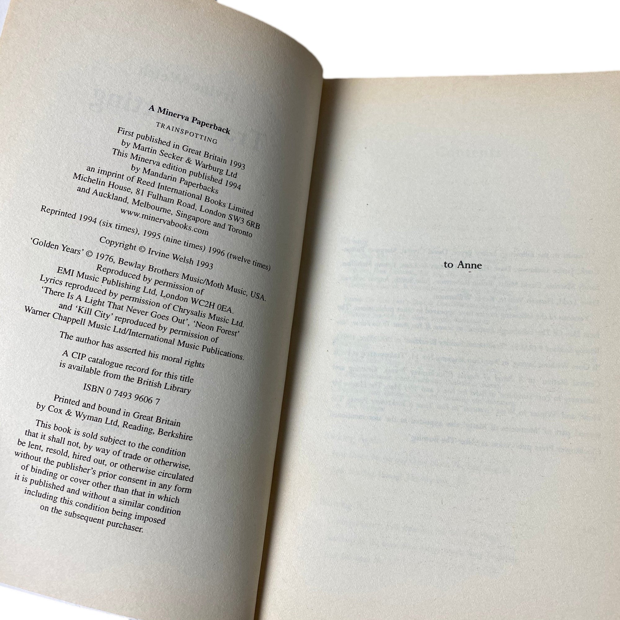 1996 Irvine Welsh 'Trainspotting' (Skull Mask Cover)