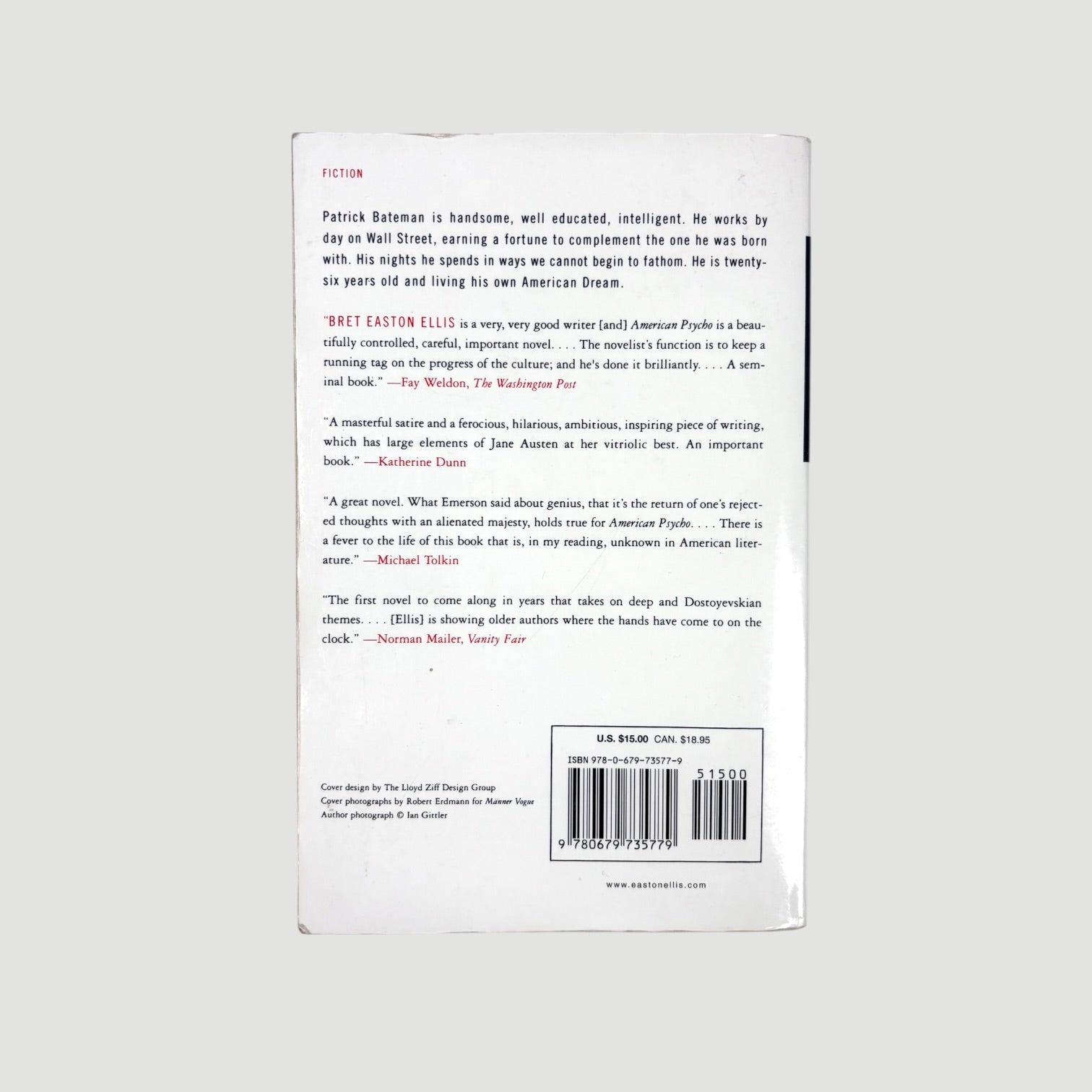 1991 Bret Easton Ellis American Psycho US Softback 1st Edition