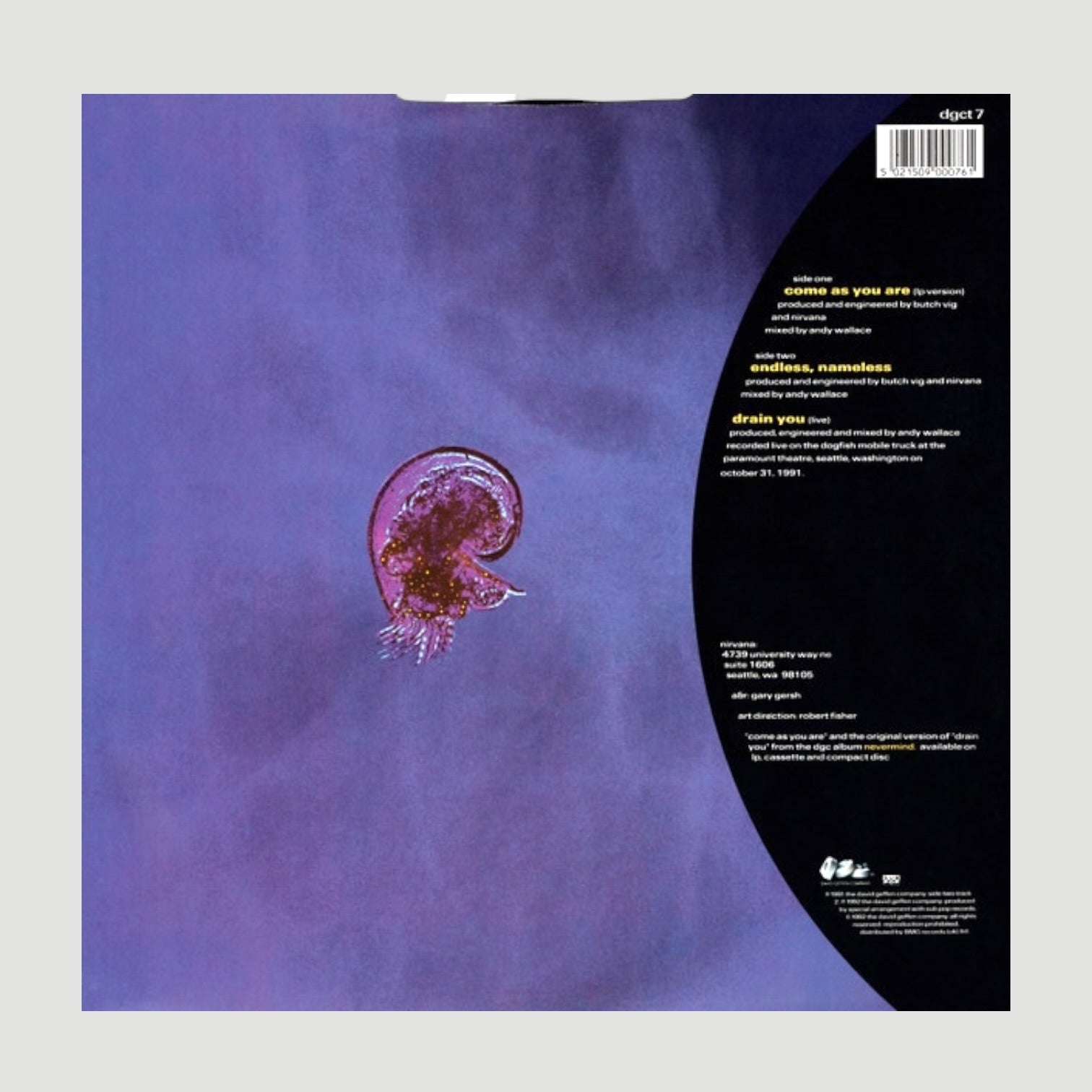 1992 Nirvana Come As You Are UK 12" Vinyl Single