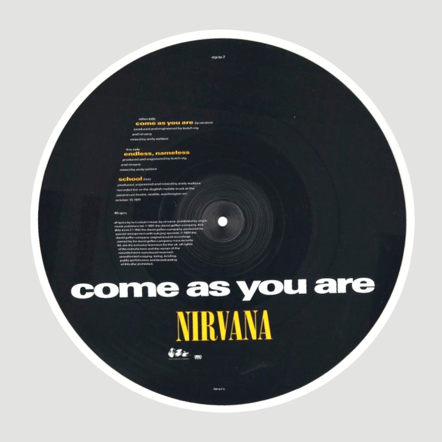 1992 Nirvana Come As You Are UK 12" Vinyl Single
