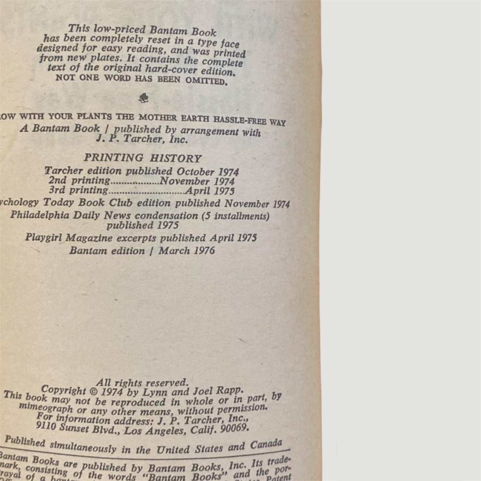 1974 Grow With Your Plants by Lynn & Joel Rapp