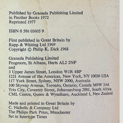 1977 Philip K Dick Do Androids Dream of Electric Sheep?