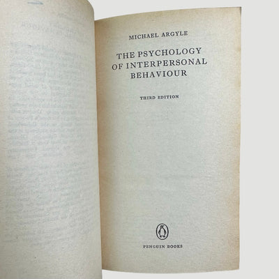 70's The Psychology of Interpersonal Behaviour Pelican