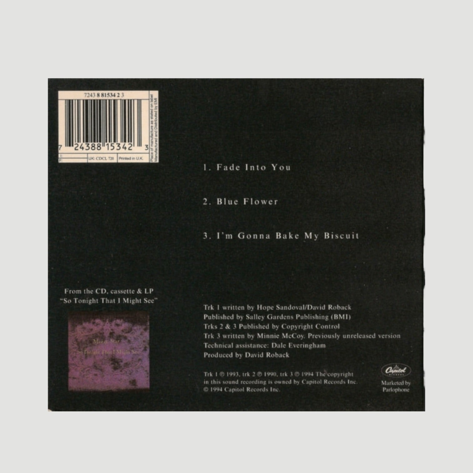 1994 Mazzy Star Fade Into You UK CD Single