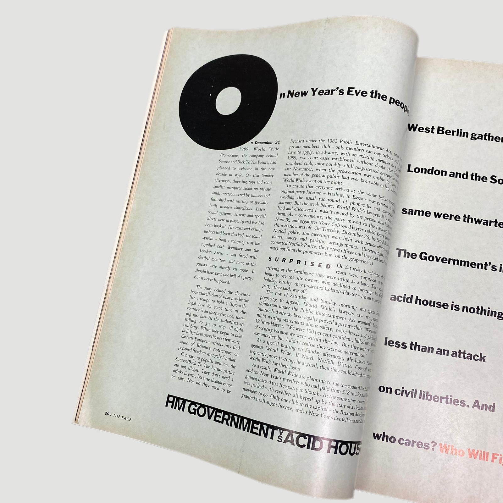 1990 The Face Magazine 'The Right To Party' Issue