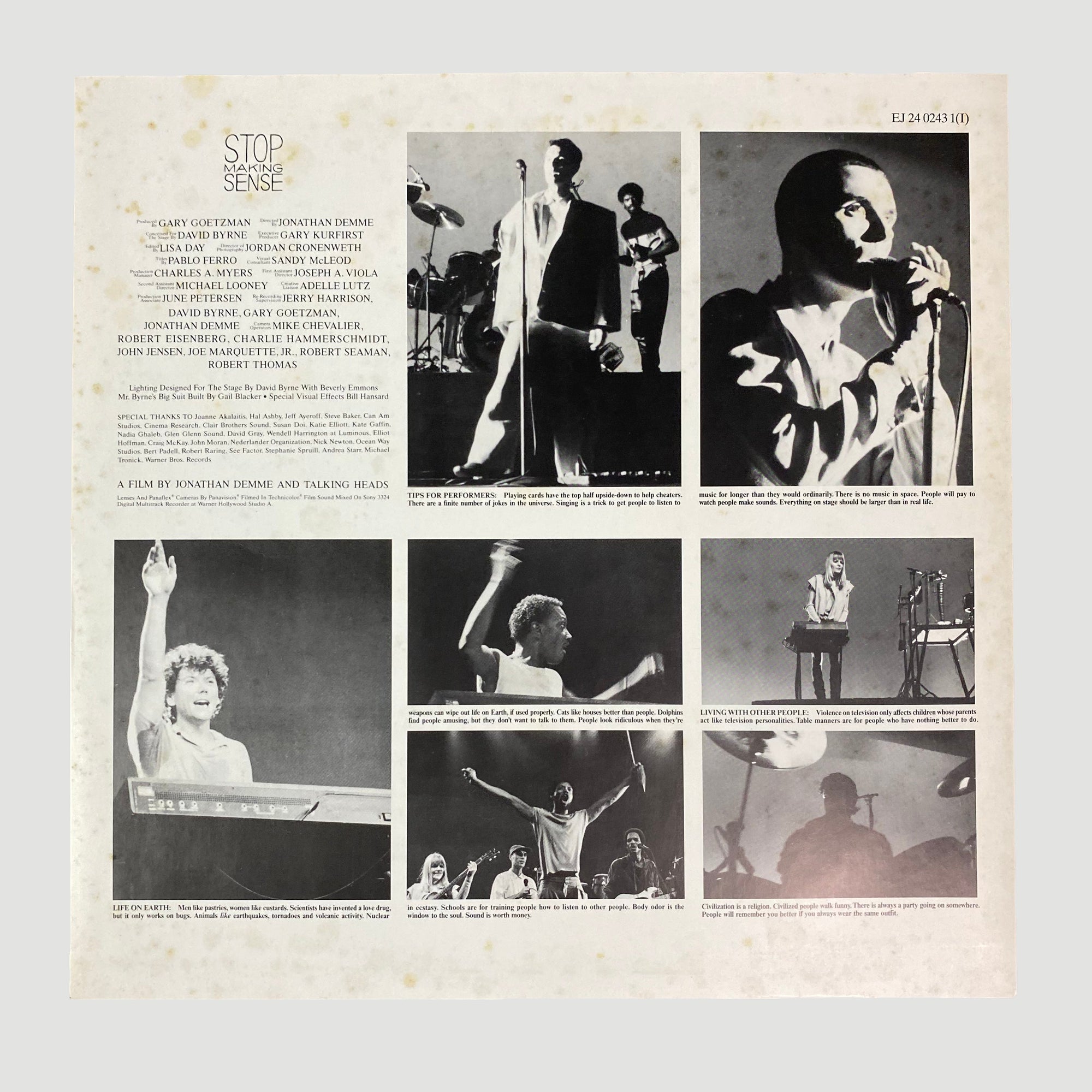 1984 Talking Heads 'Stop Making Sense' LP