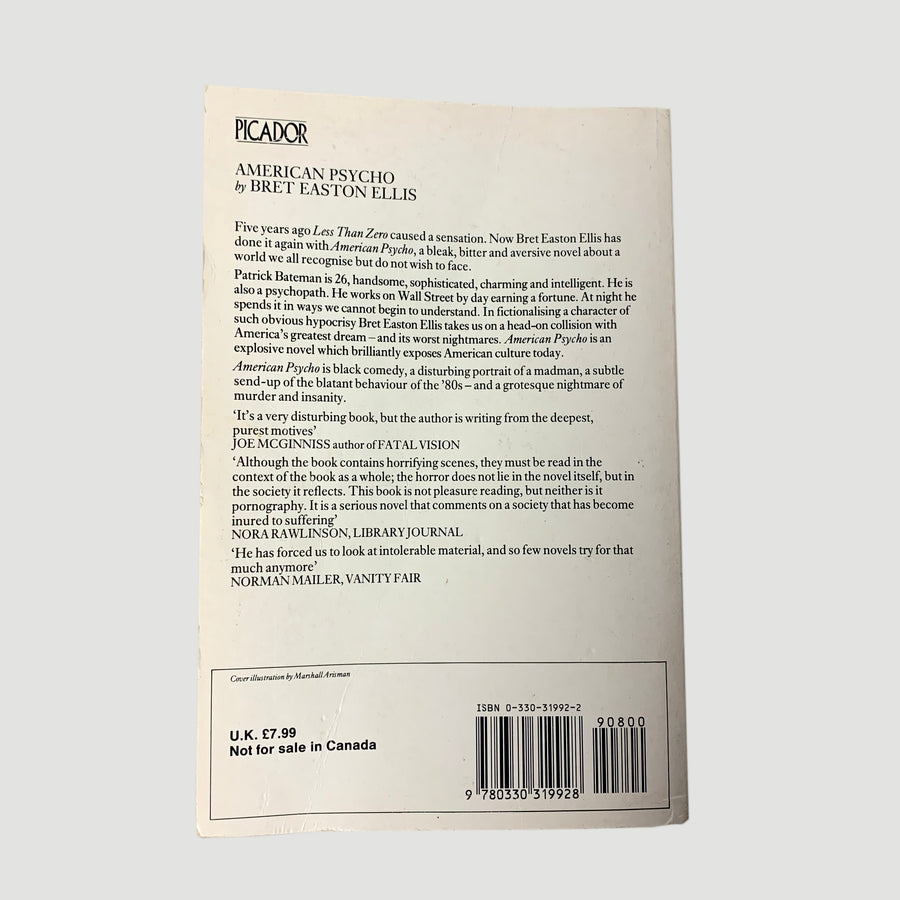1991 Bret Easton Ellis 'American Psycho' Paperback