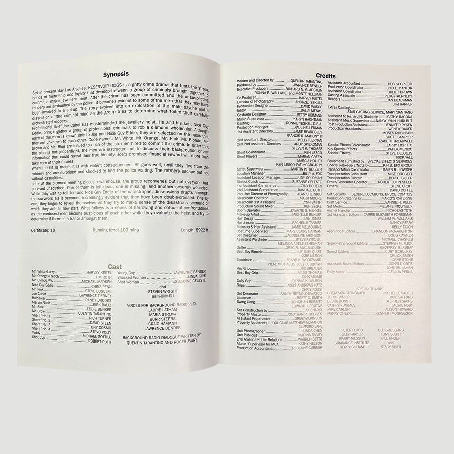 1992 Reservoir Dogs Preview Screening Press Booklet