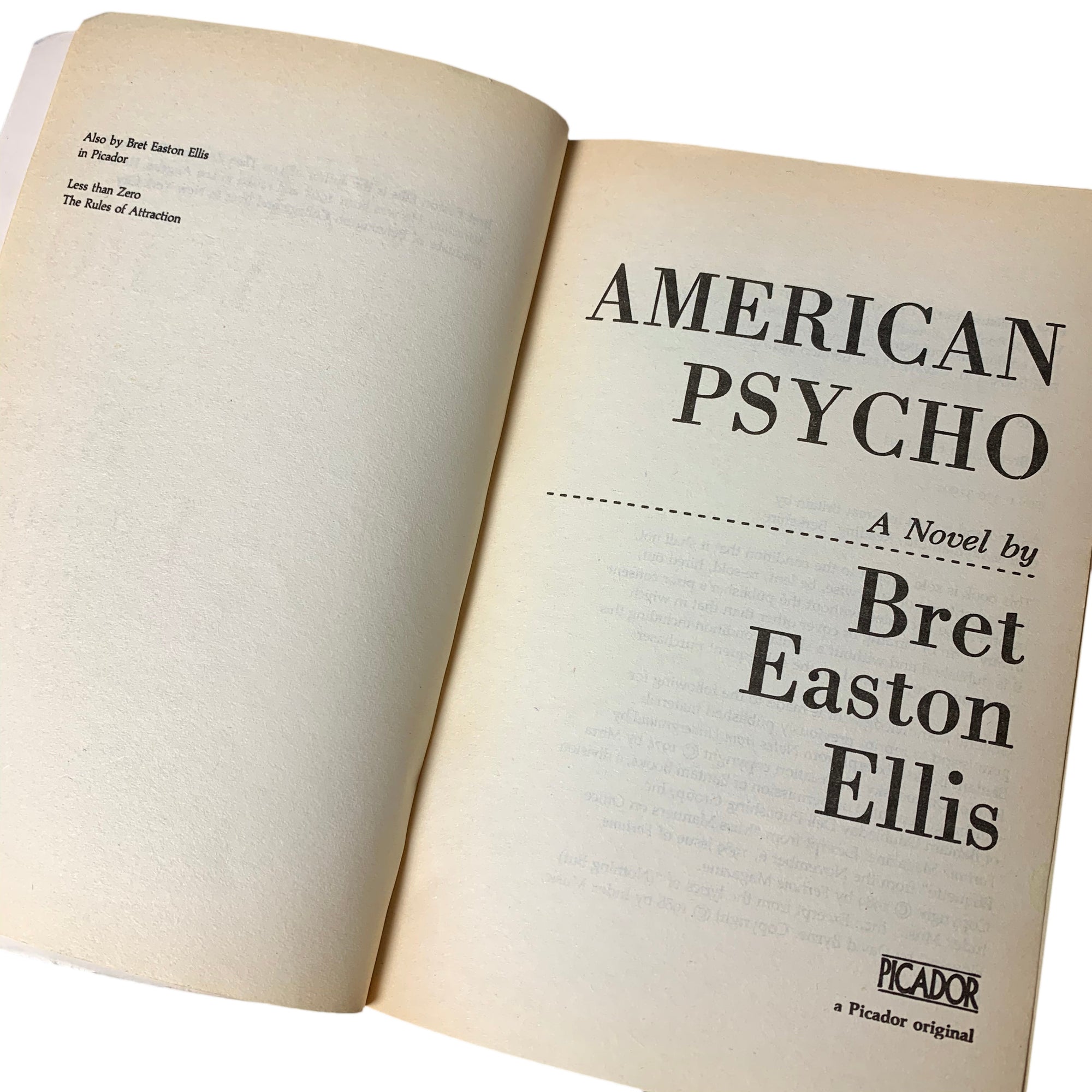1991 Bret Easton Ellis 'American Psycho' Paperback