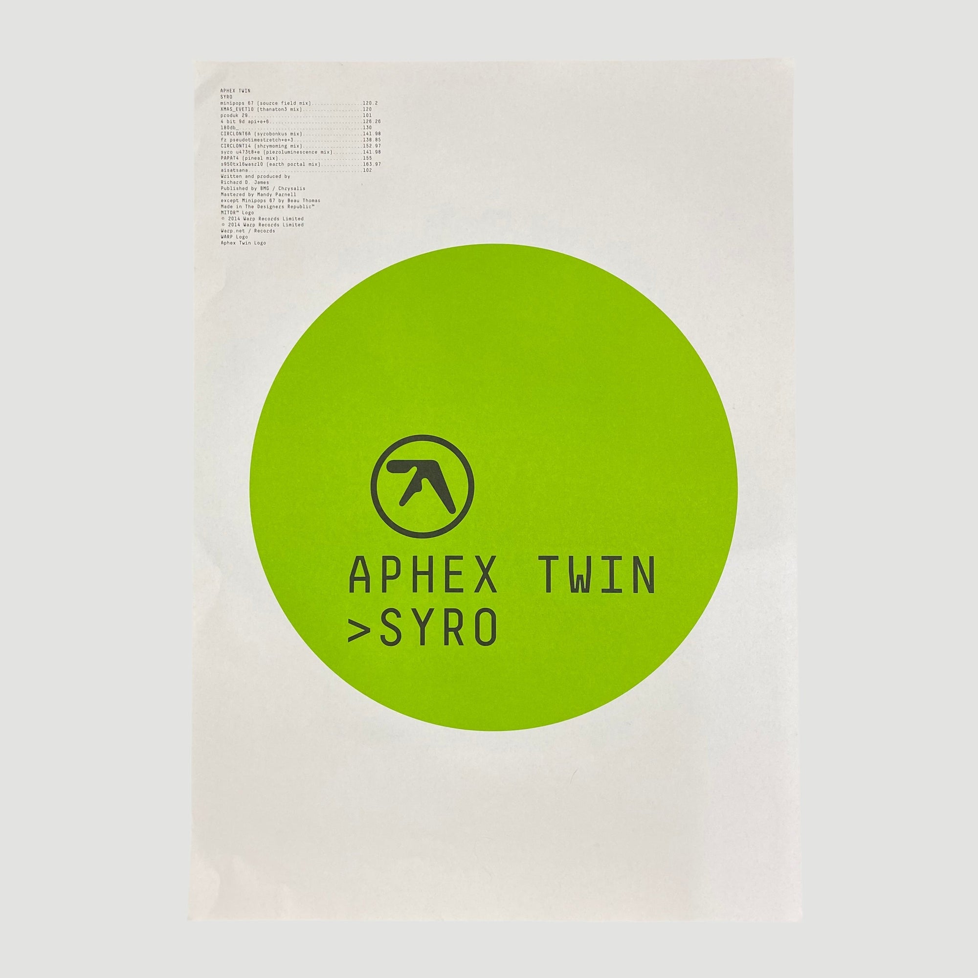 2014 Aphex Twin Syro Poster