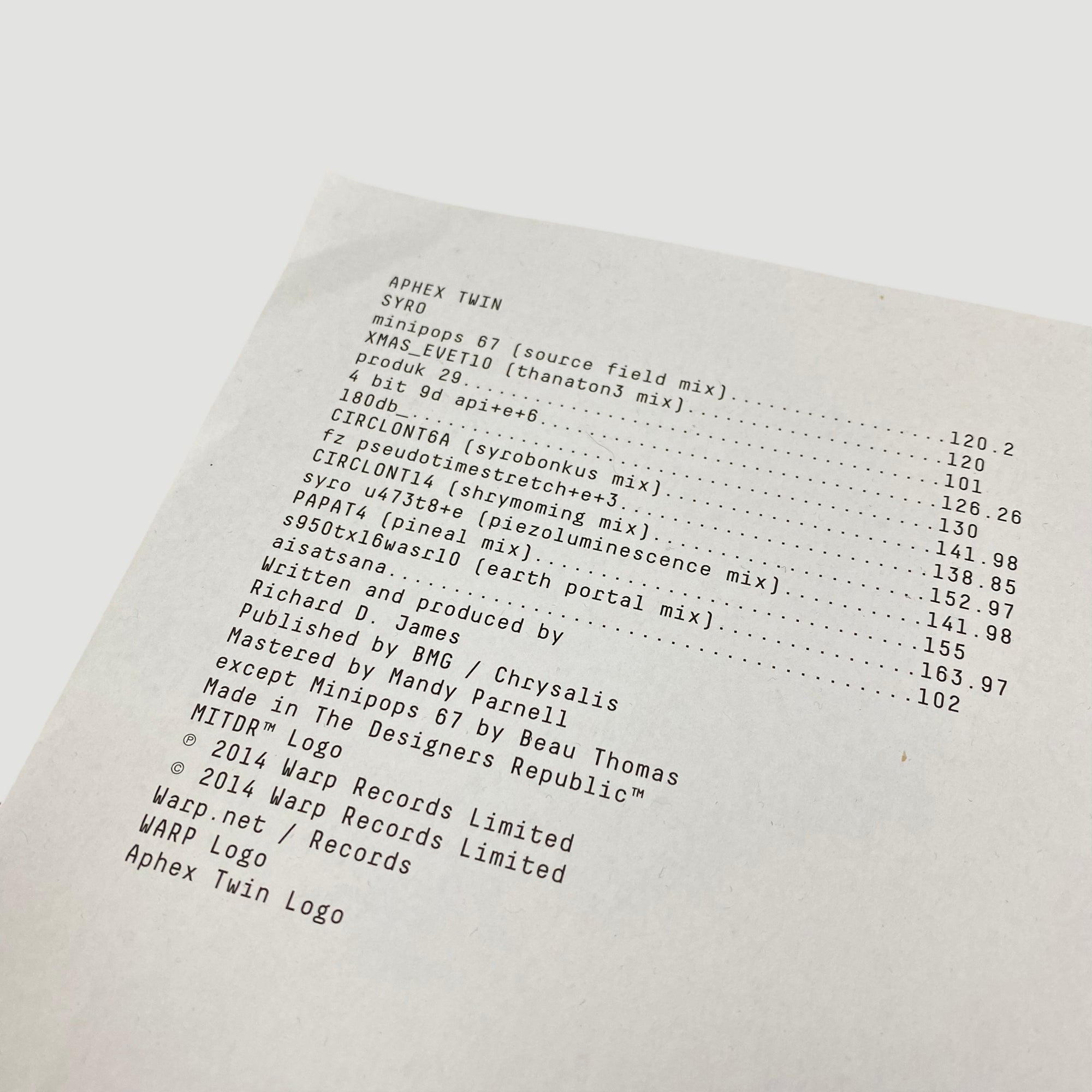 2014 Aphex Twin Syro Poster