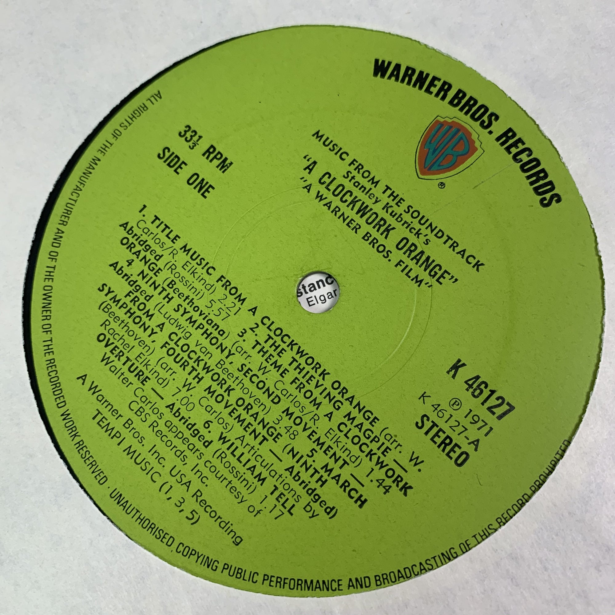 1971 Stanley Kubrick's 'A Clockwork Orange' Soundtrack LP