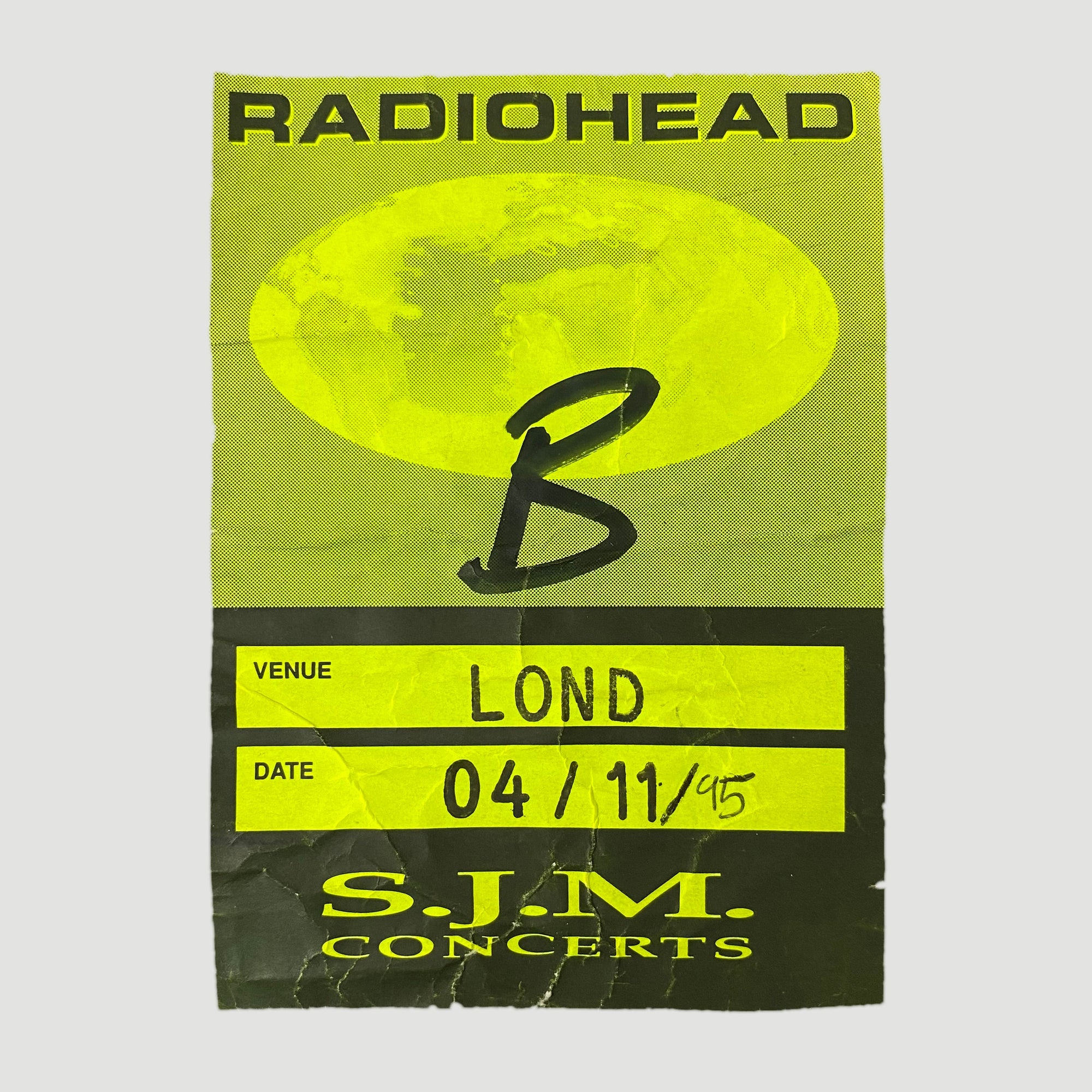1995 Radiohead The Bends Tour AAA Pass