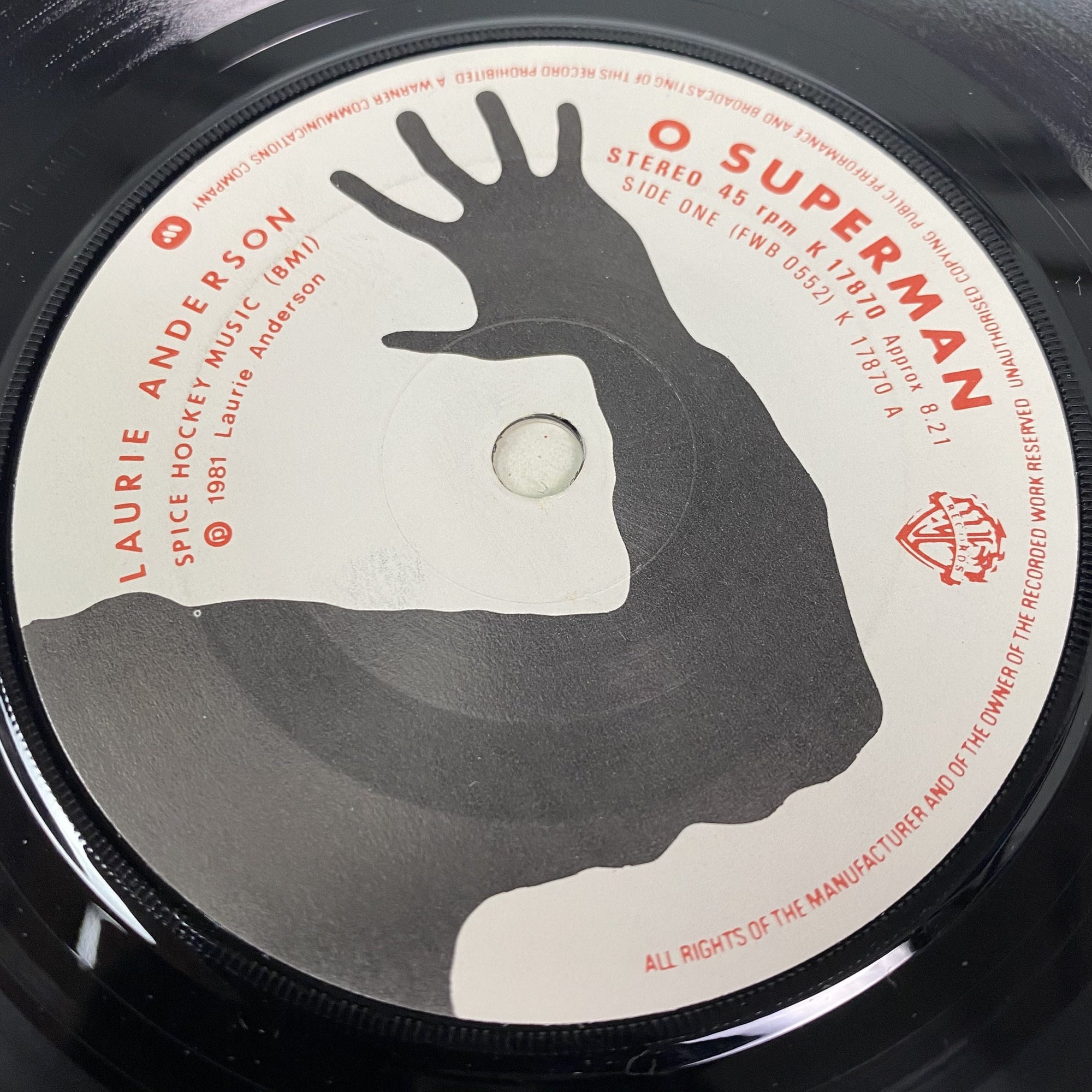 1981 Laurie Anderson 'O Superman' 7" Single