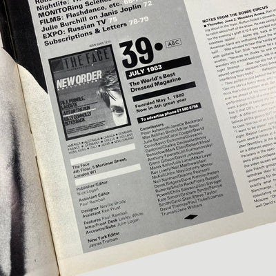 1983 The Face Magazine 'New Order’ Issue