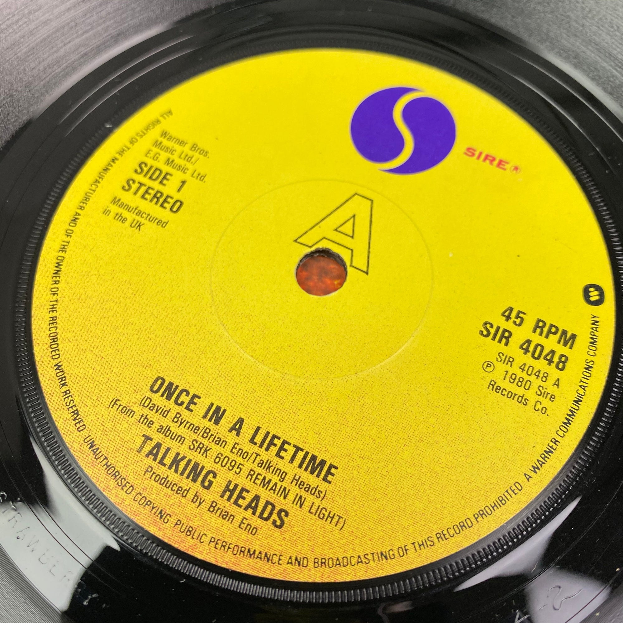 1981 Talking Heads 'Once In A Lifetime' 7" Single