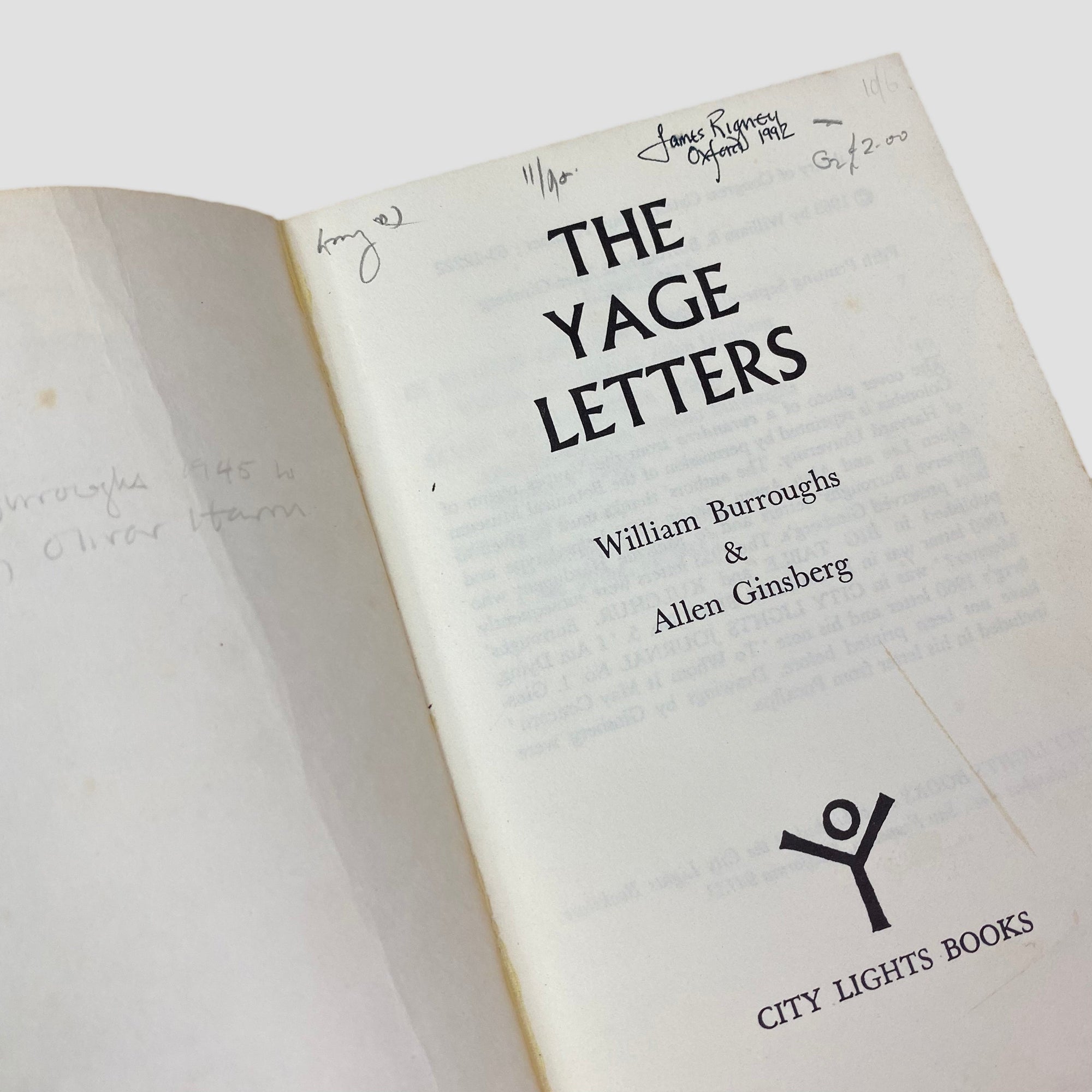 1969 The Yage Letters William Burroughs & Allen Ginsberg