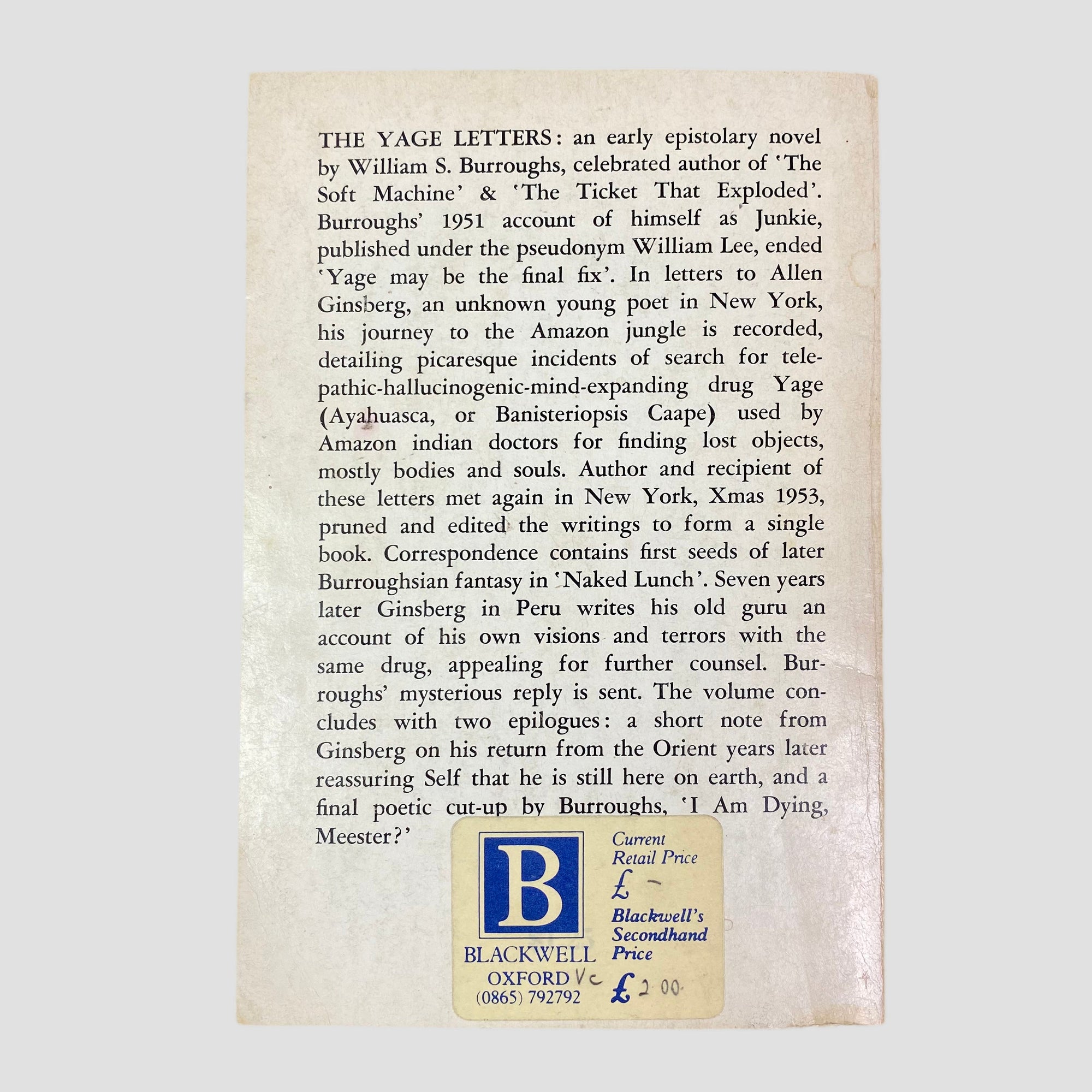1969 The Yage Letters William Burroughs & Allen Ginsberg