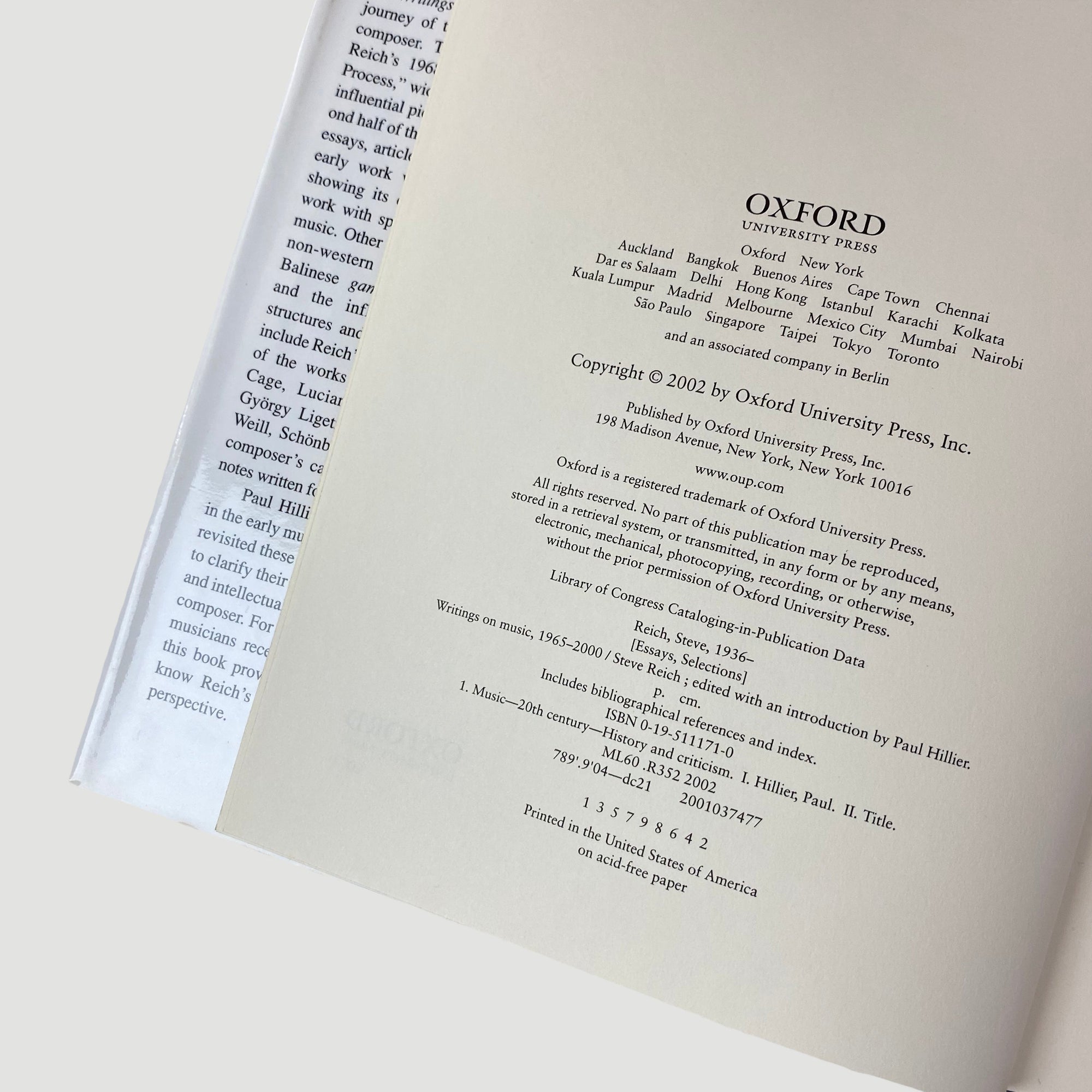 2004 Steve Reich ‘Writings on Music, 1965-2000’