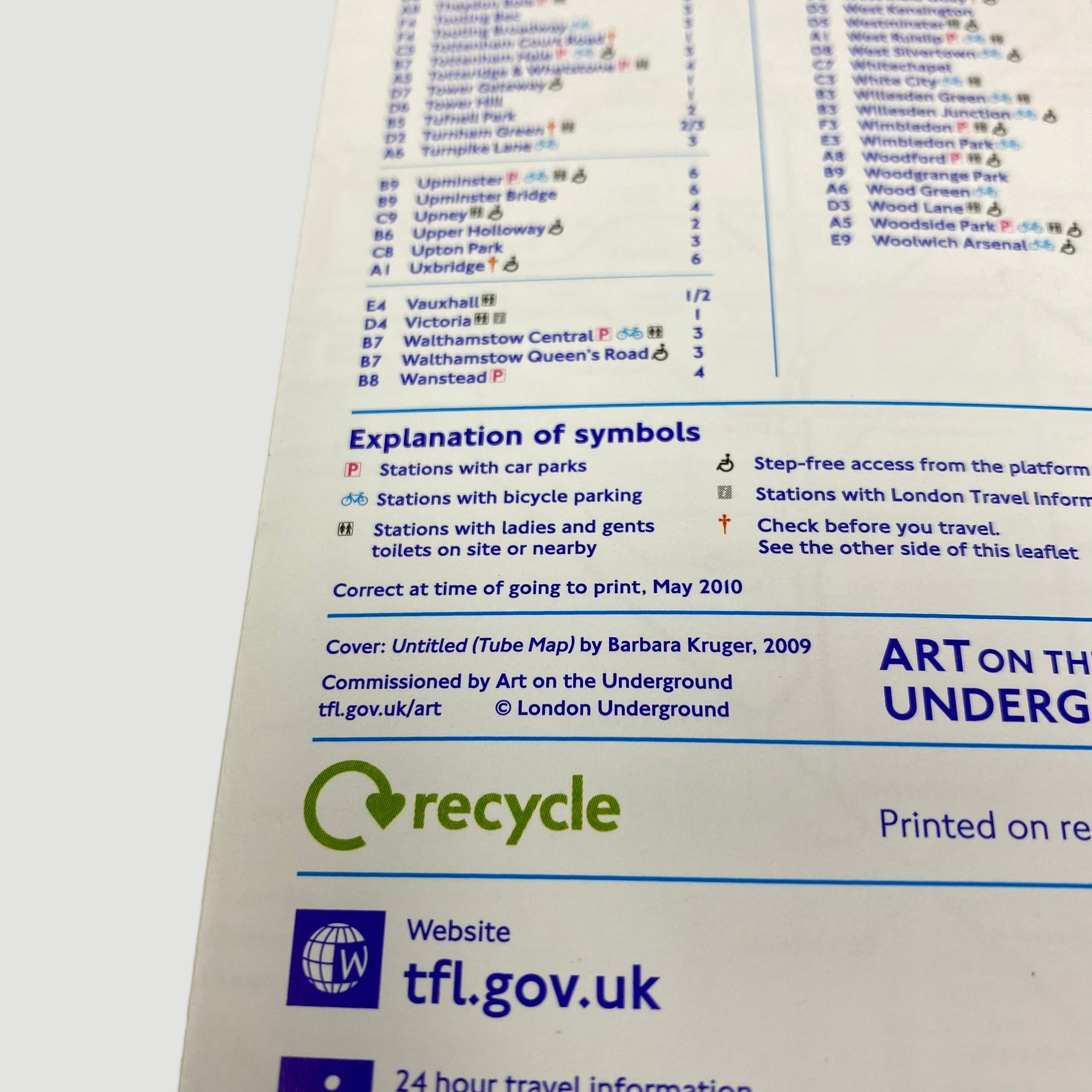 2010 Barbara Kruger London Tube Map