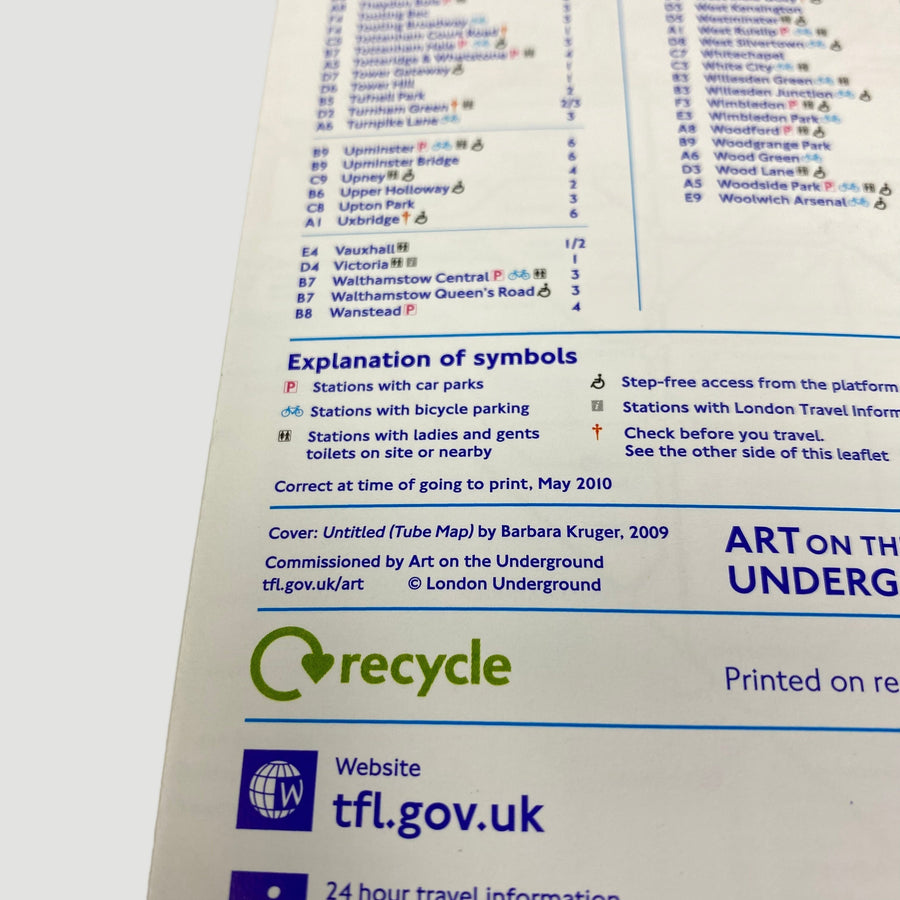 2010 Barbara Kruger London Tube Map