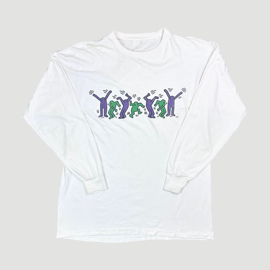 90's Keith Haring Longsleeve 'Dancing' T-Shirt