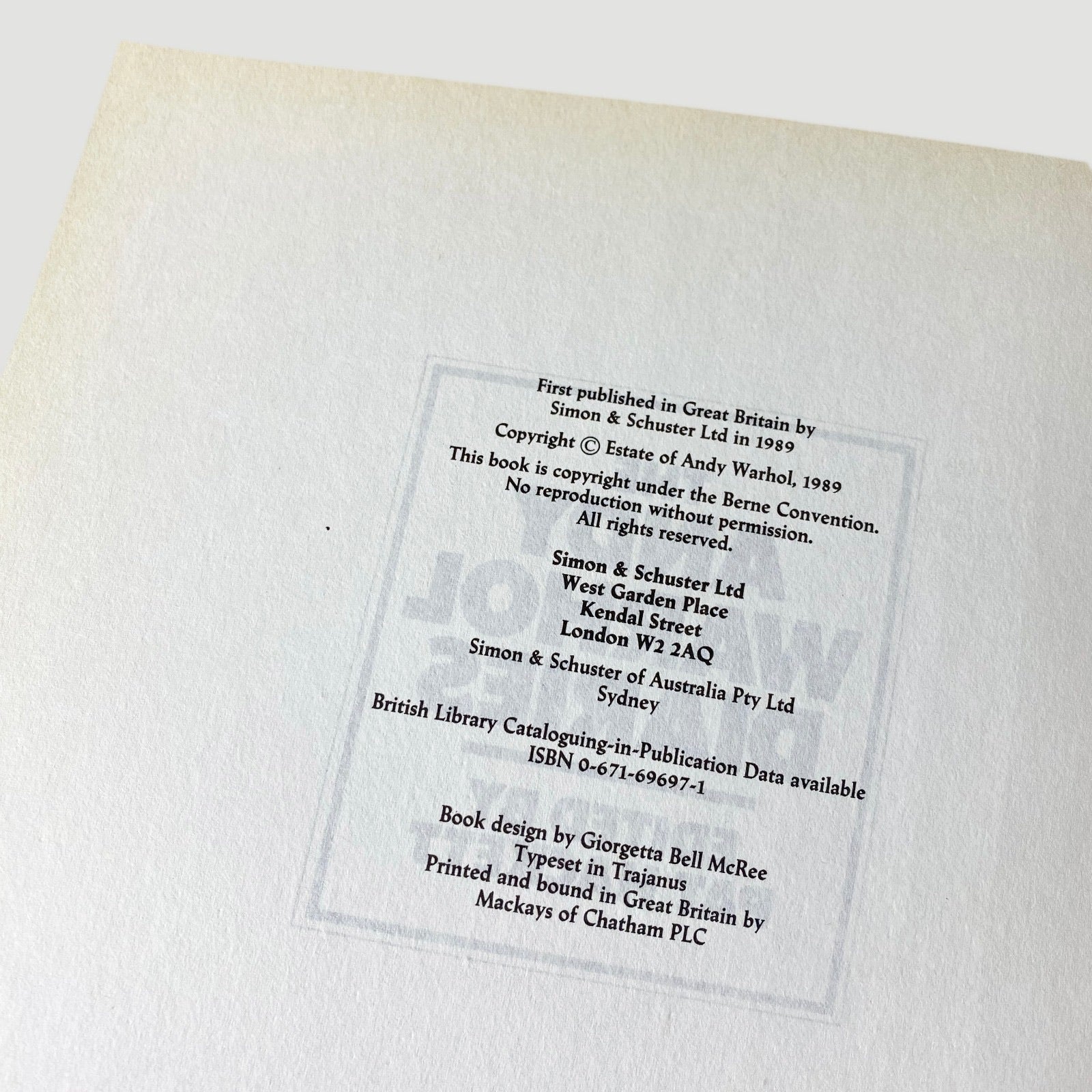 1989 Andy Warhol 'The Andy Warhol Diaries'