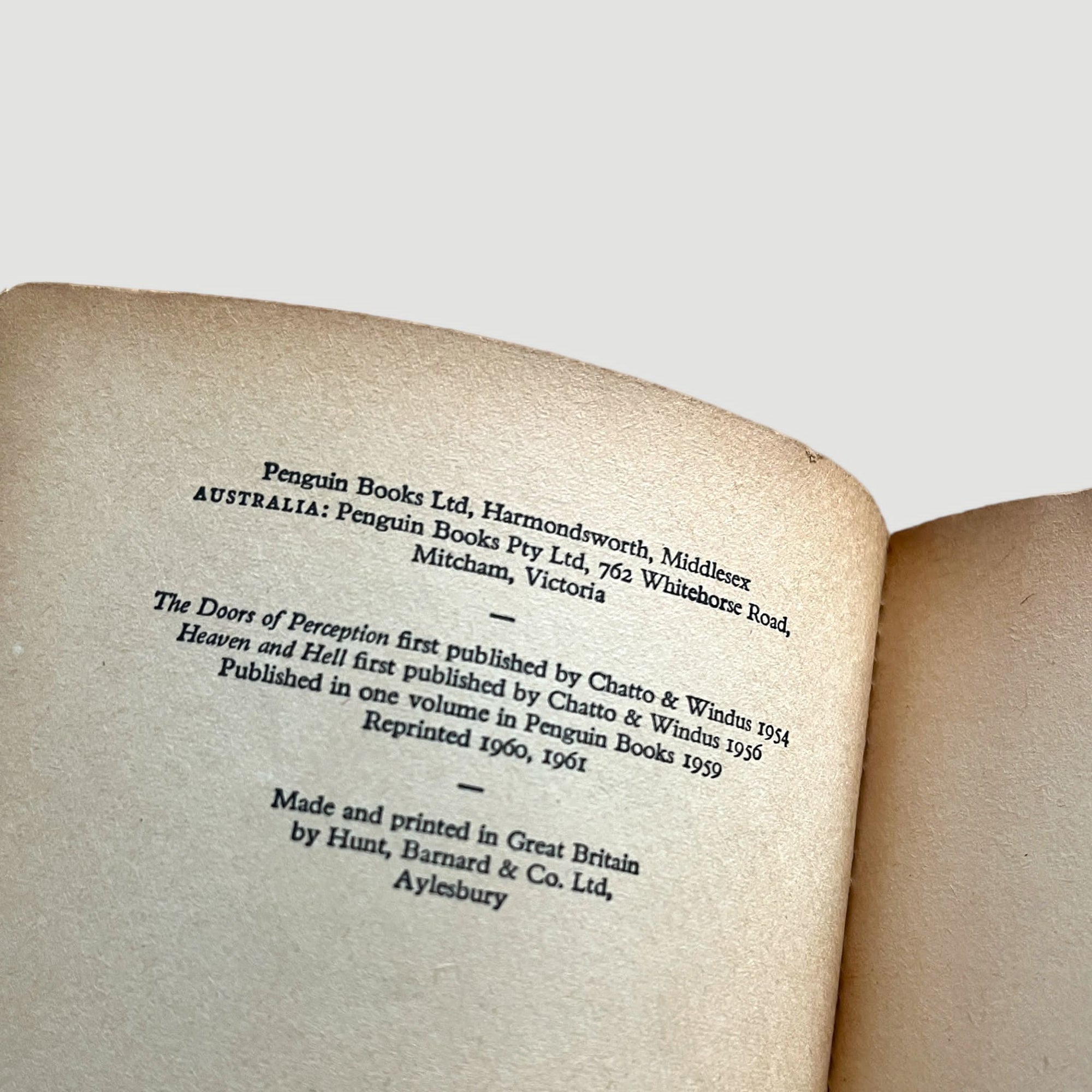 1961 Aldous Huxley The Doors of Perception Penguin