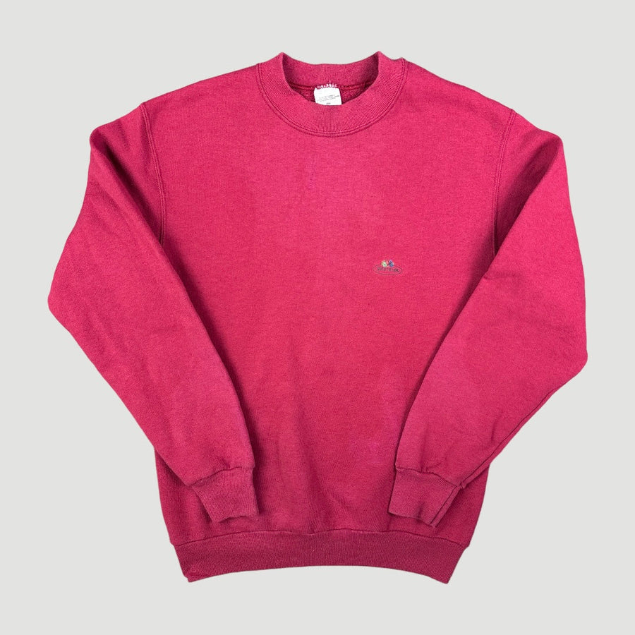 90's Fruit of the Loom Faded Red Logo Sweatshirt