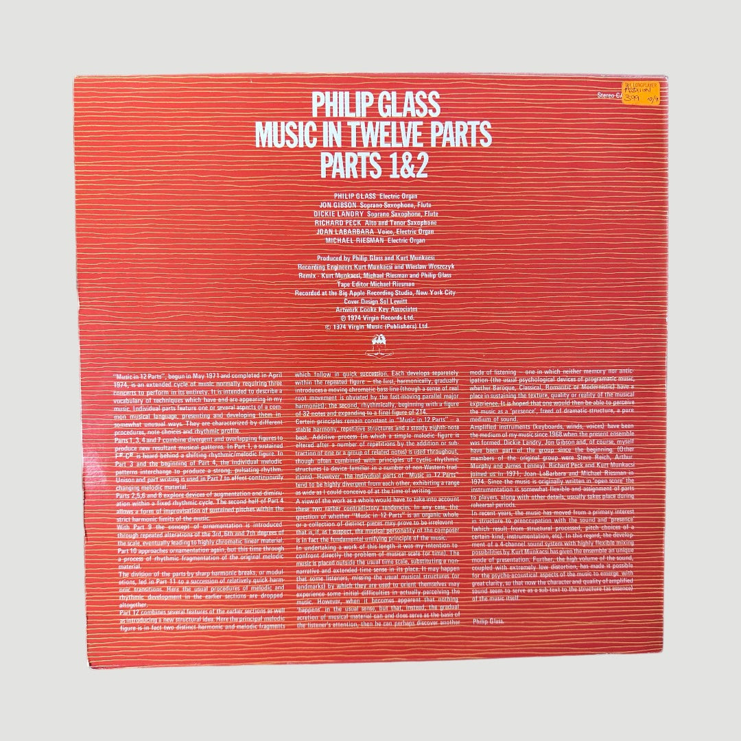 1976 Philip Glass Music in Twelve Parts (1&2) LP