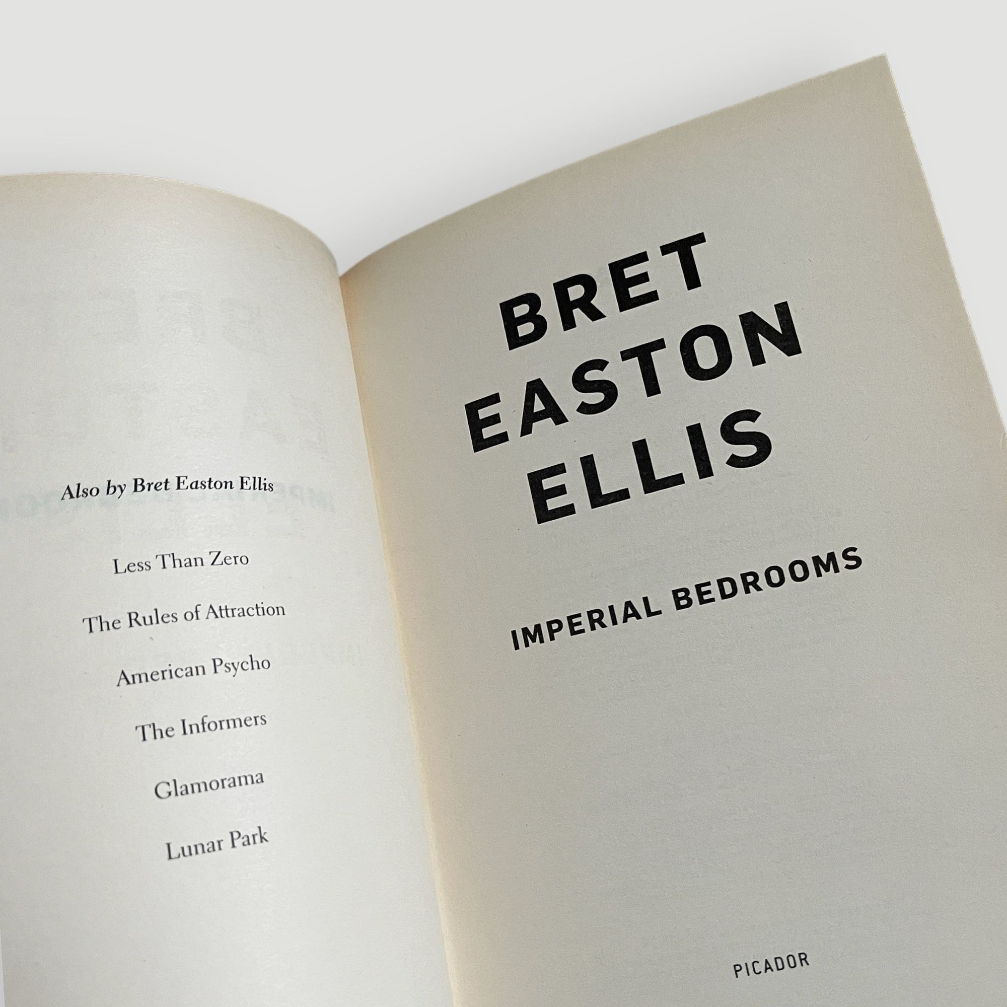 2010 Bret Easton Ellis Imperial Bedrooms 1st Edition