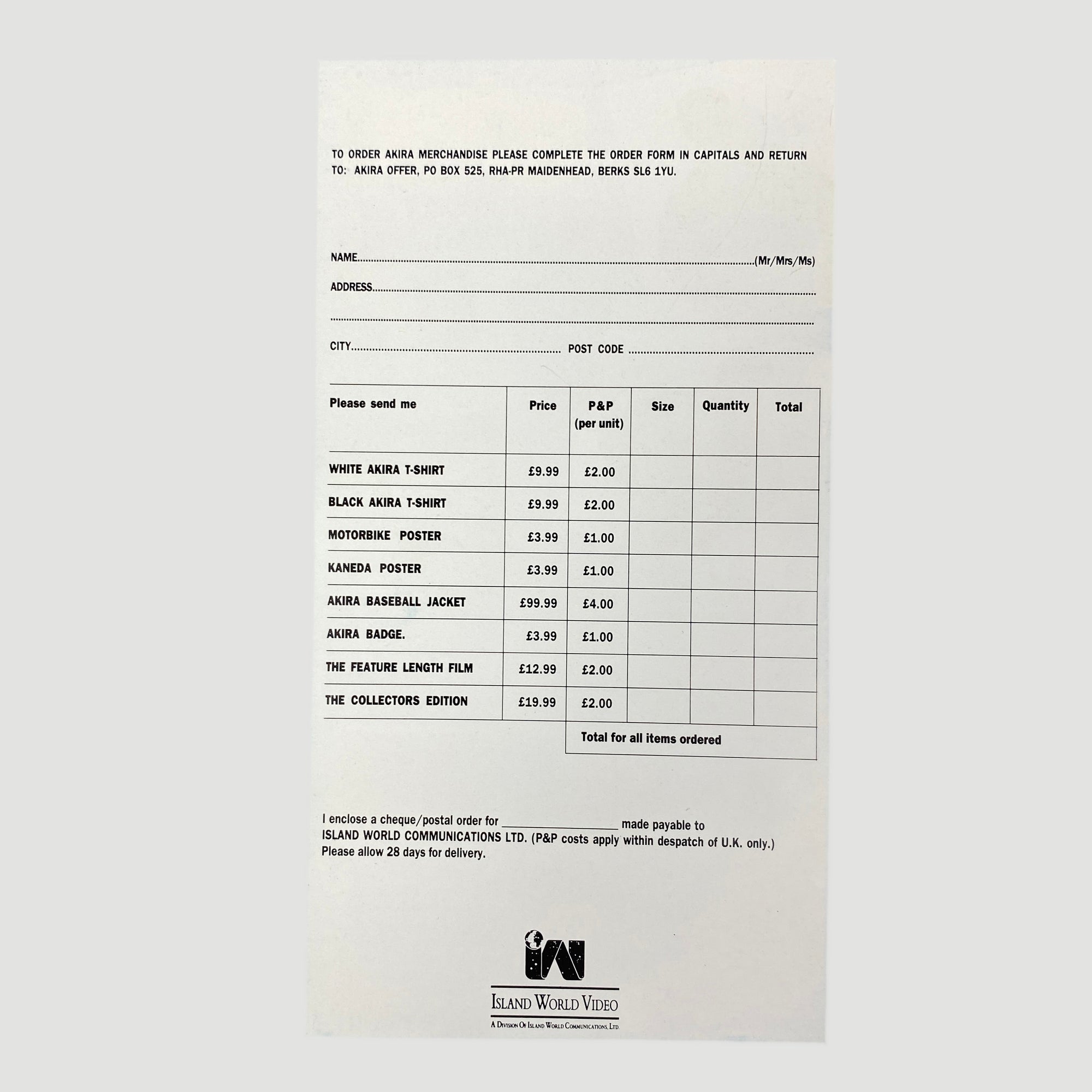 1994 Akira VHS Double Set (OG Feature + Production Report)