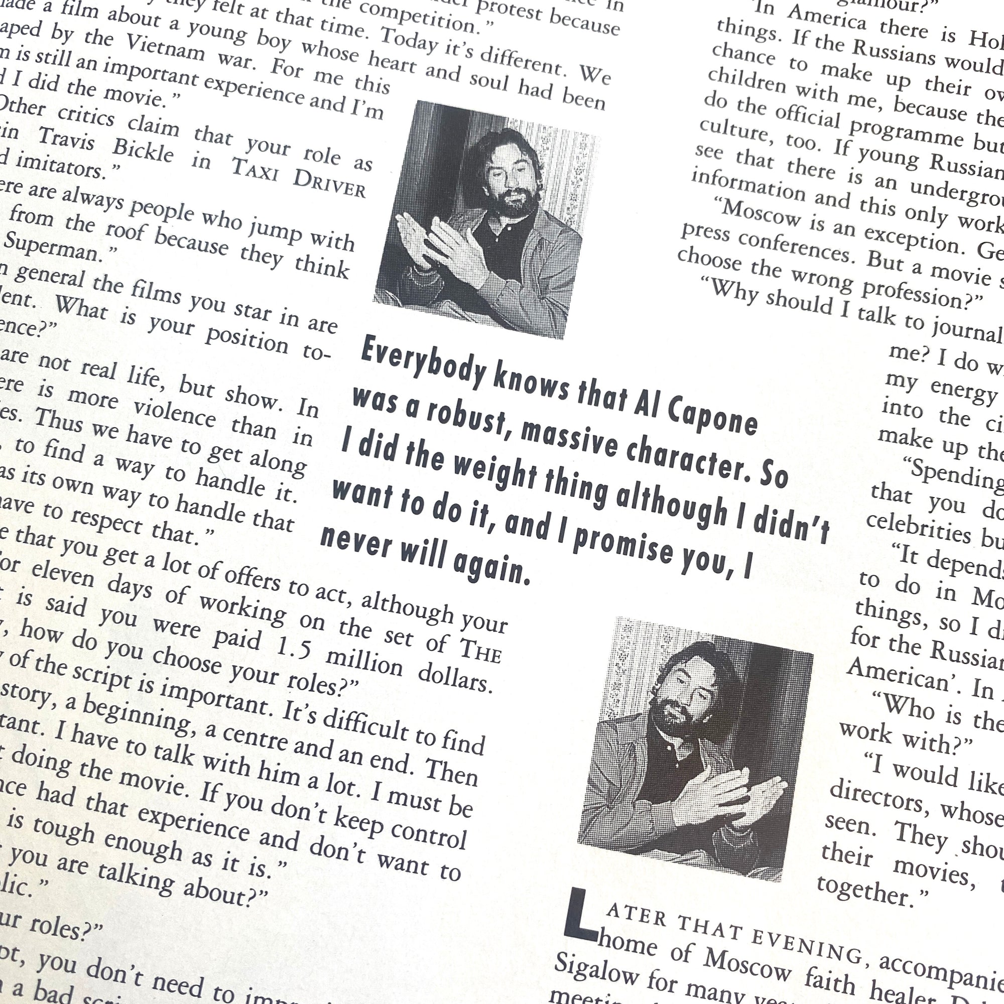 1987 The Face Magazine De Niro Issue