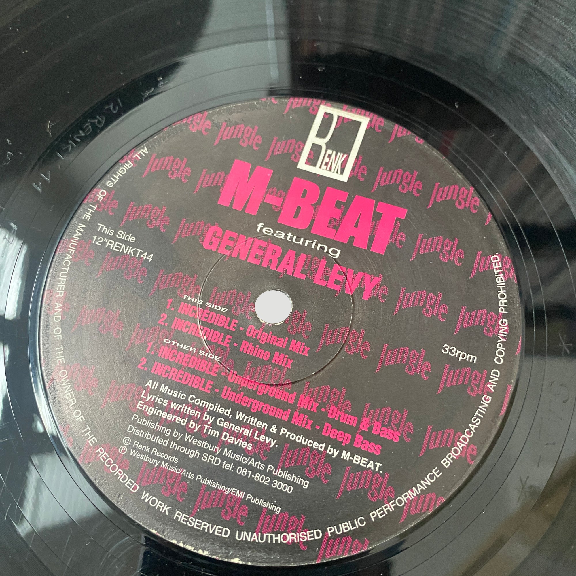 M Beat Feat. General Levy 'Incredible' 12" Single