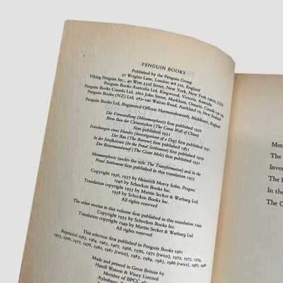 1988 Franz Kafka 'Metamorphosis' Penguin Classic