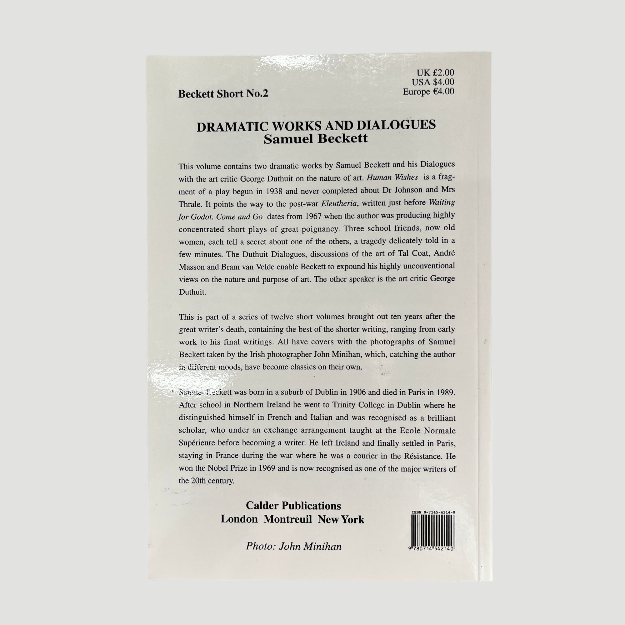 1999 Samuel Beckett Short No.2 Dramatic Works and Dialogues
