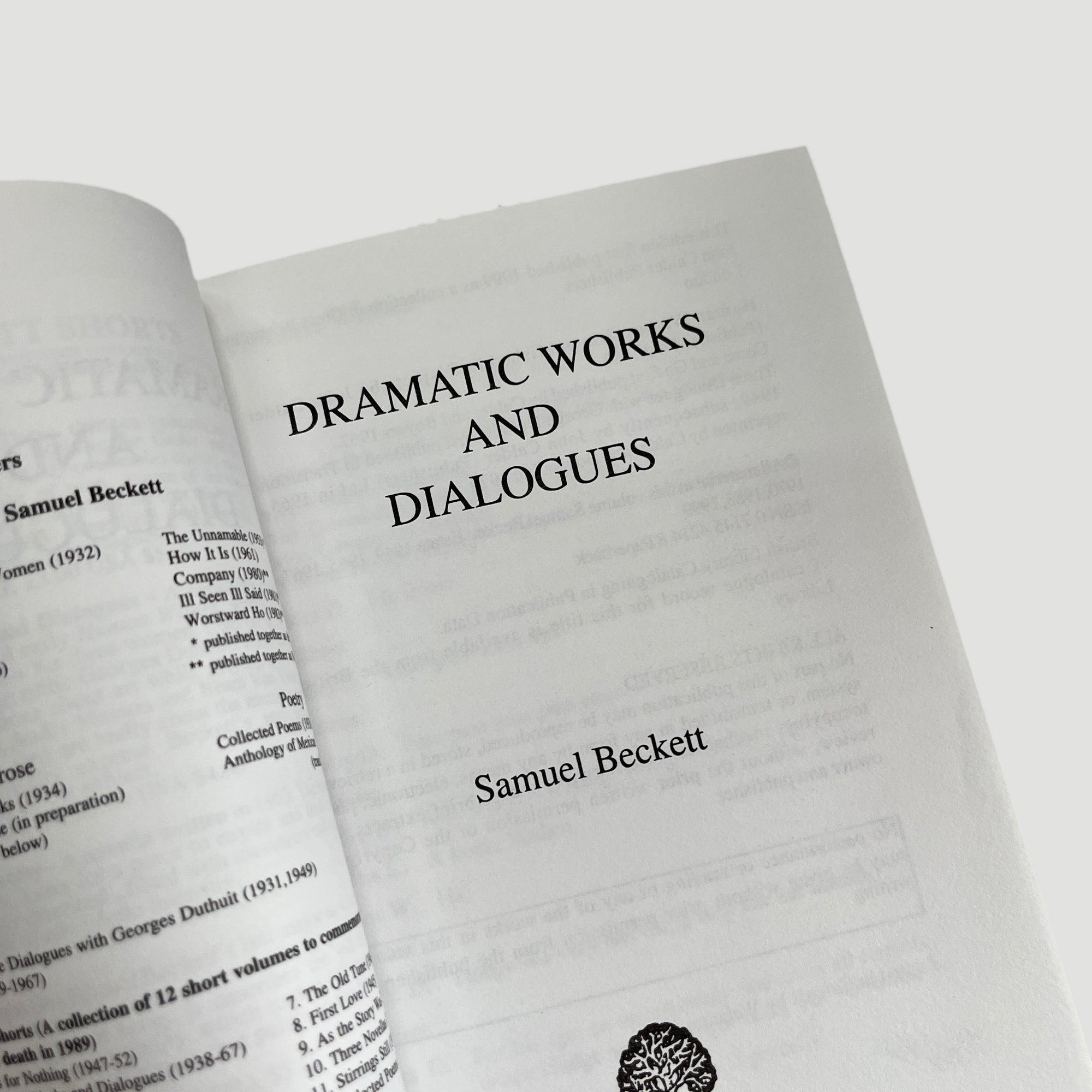 1999 Samuel Beckett Short No.2 Dramatic Works and Dialogues