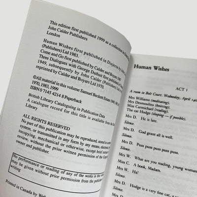 1999 Samuel Beckett Short No.2 Dramatic Works and Dialogues