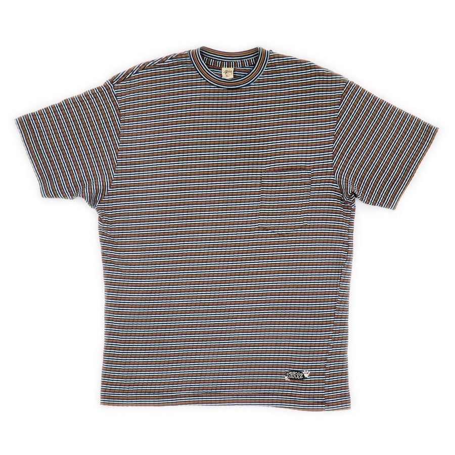 90's Stüssy Striped Pocket Embroidered logo T-shirt