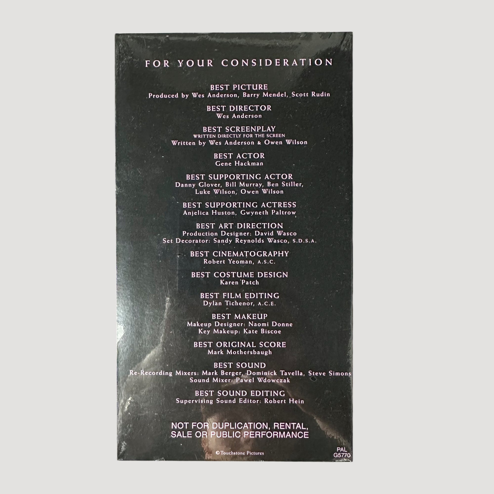 2001 The Royal Tenenbaums Academy Screener VHS (Sealed)