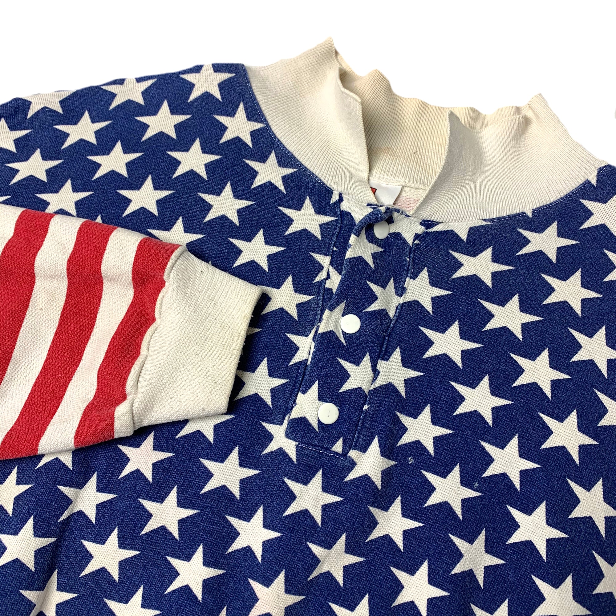 Late 80's USA Stars & Stripes Button Sweatshirt