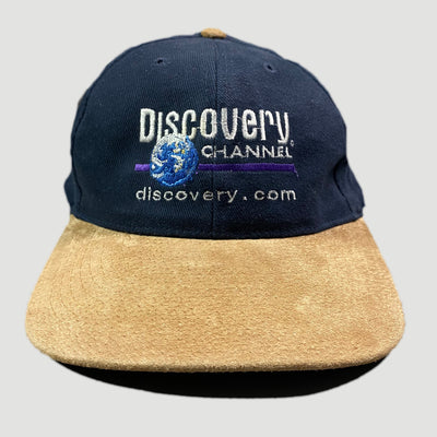 Late 90's Discovery Channel Sueded Peak Snapback Cap