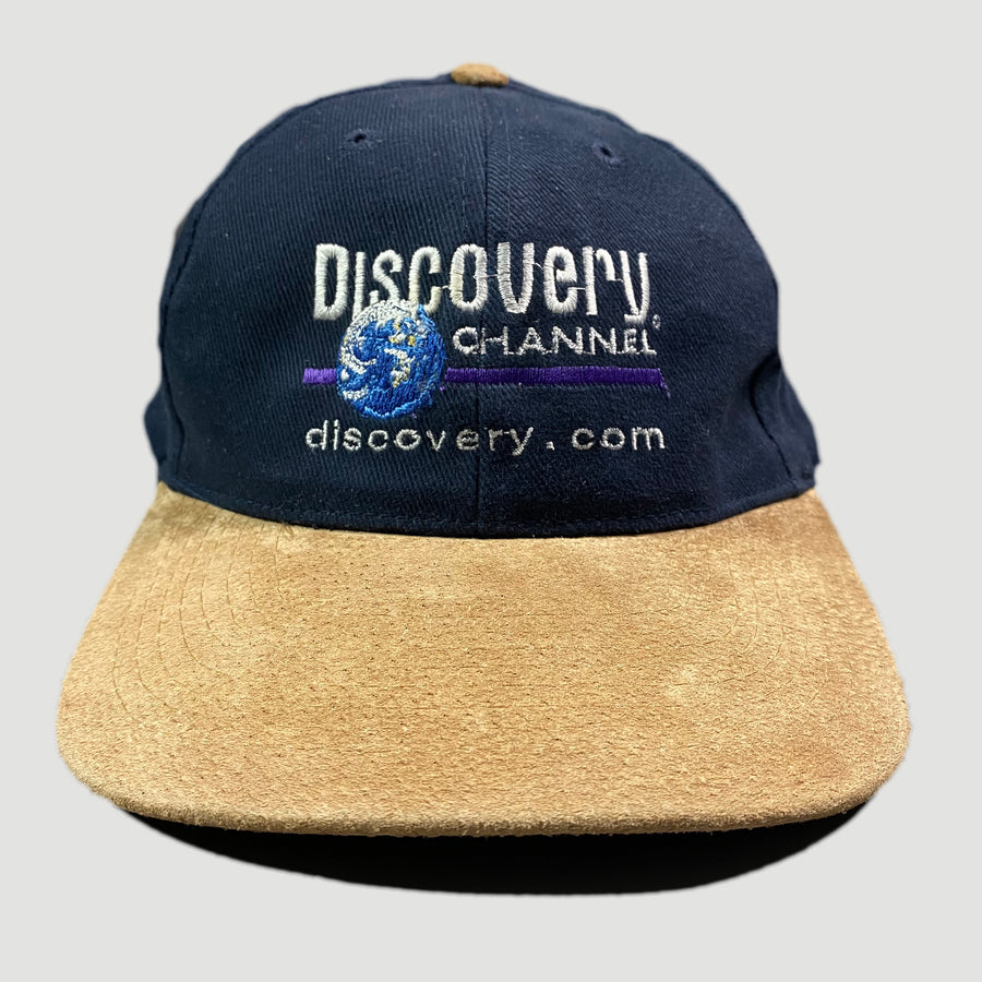 Late 90's Discovery Channel Sueded Peak Snapback Cap