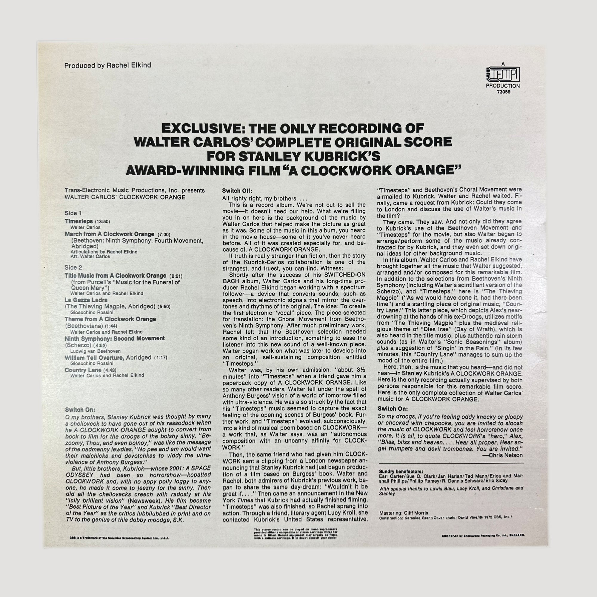 70's Walter Carlos Clockwork Orange LP