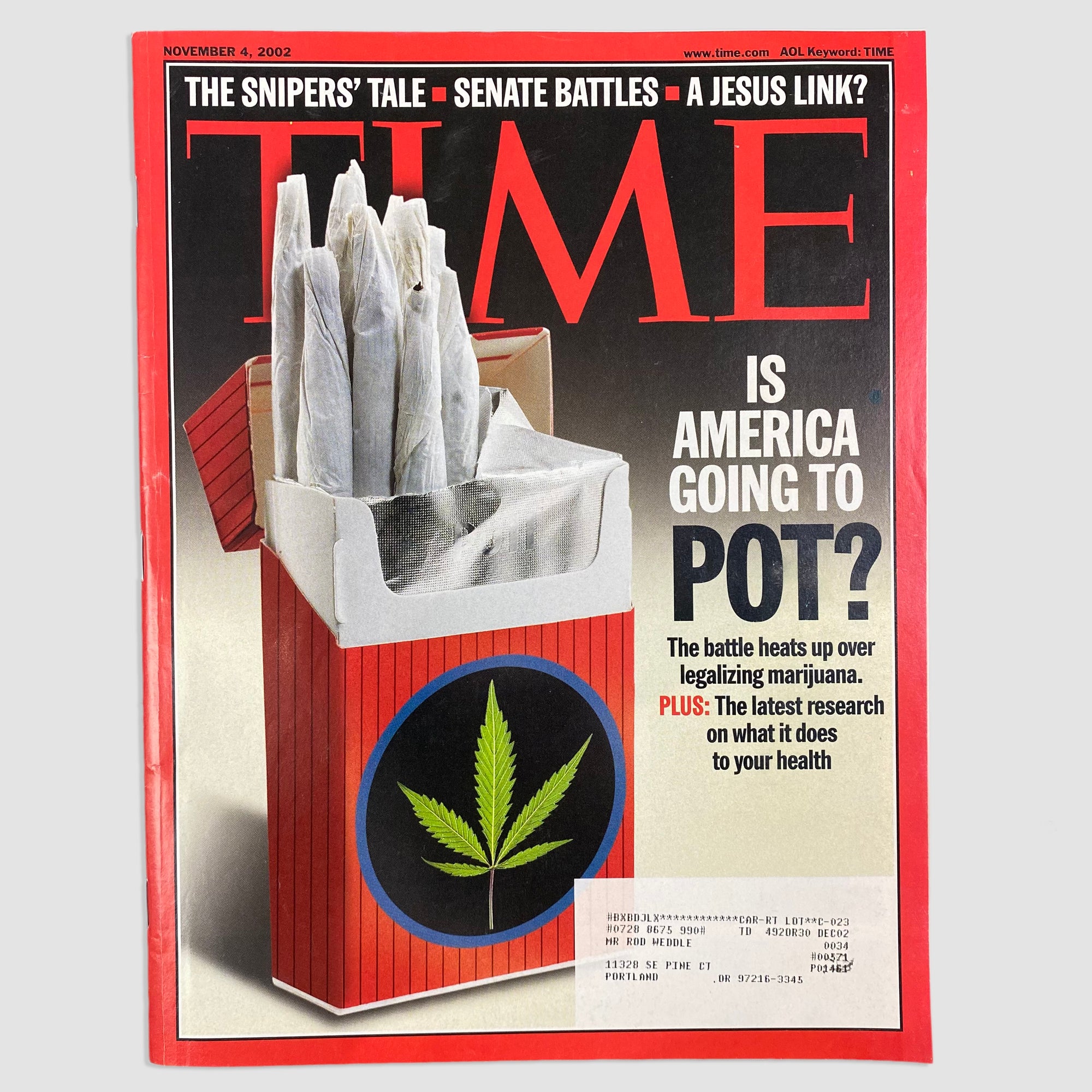 2002 TIME Magazine Is America Going to POT Issue