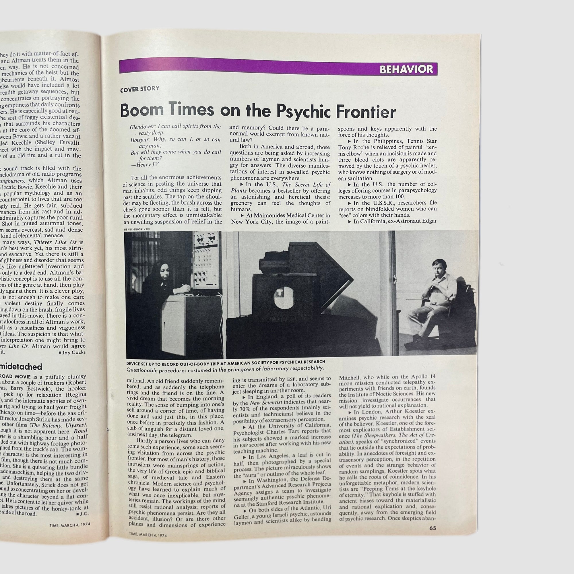 1974 TIME Magazine The Psychics